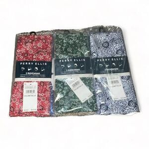 Perry Ellis Portfolio Mens Assorted 3 Packs Of Bandanas 9 Total Lot Set New